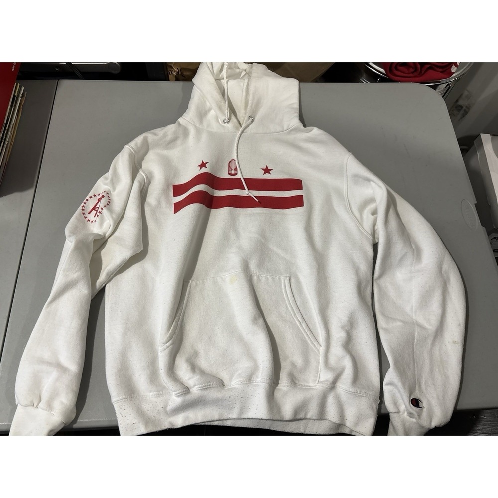 Champion Barstool White M Hoodie DC Flag